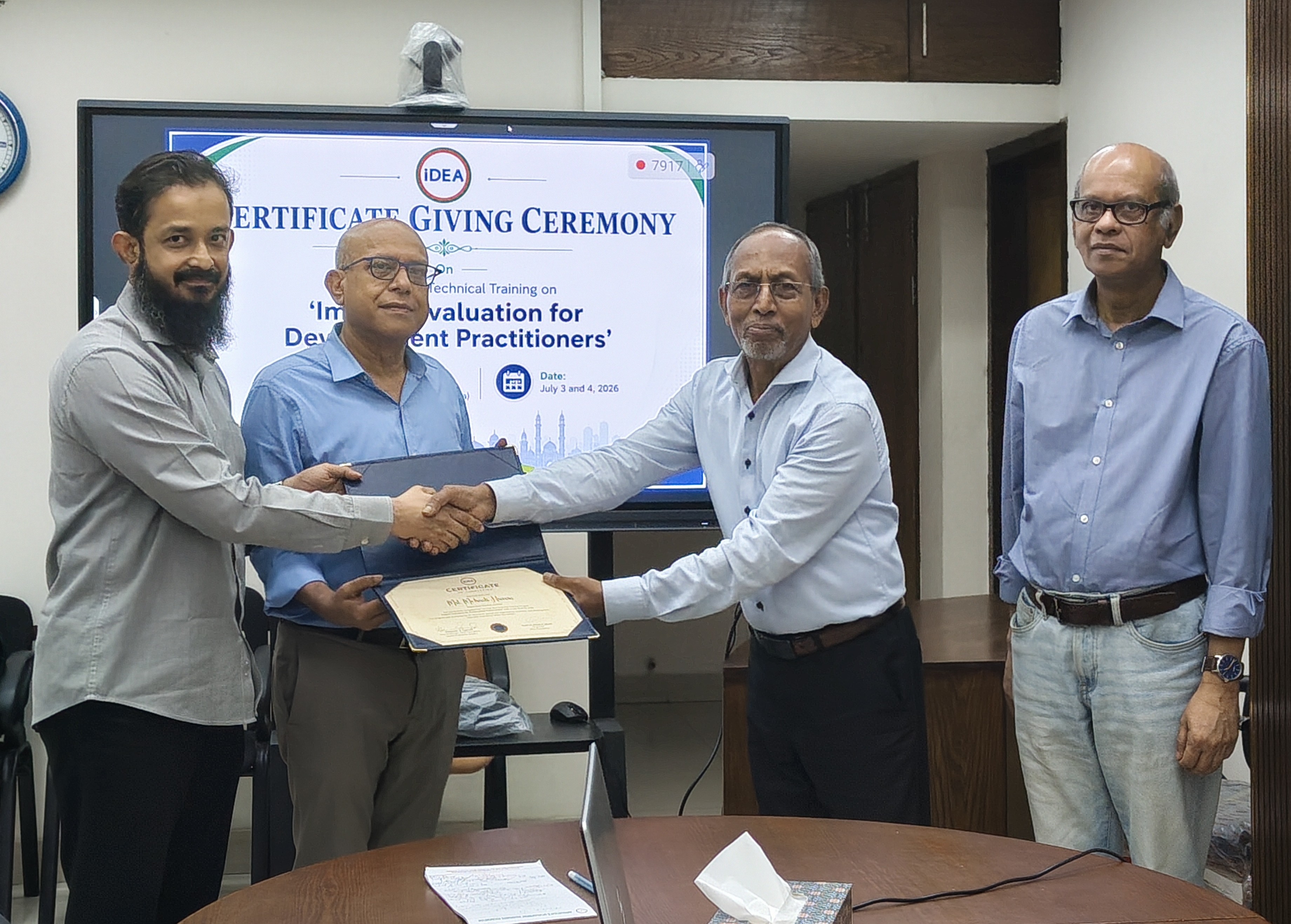 ইমপ্যাক্ট ইভ্যালুয়েশন বিষয়ে দুই দিনের প্রশিক্ষণ আয়োজন আইডিয়া ফাউন্ডেশনের